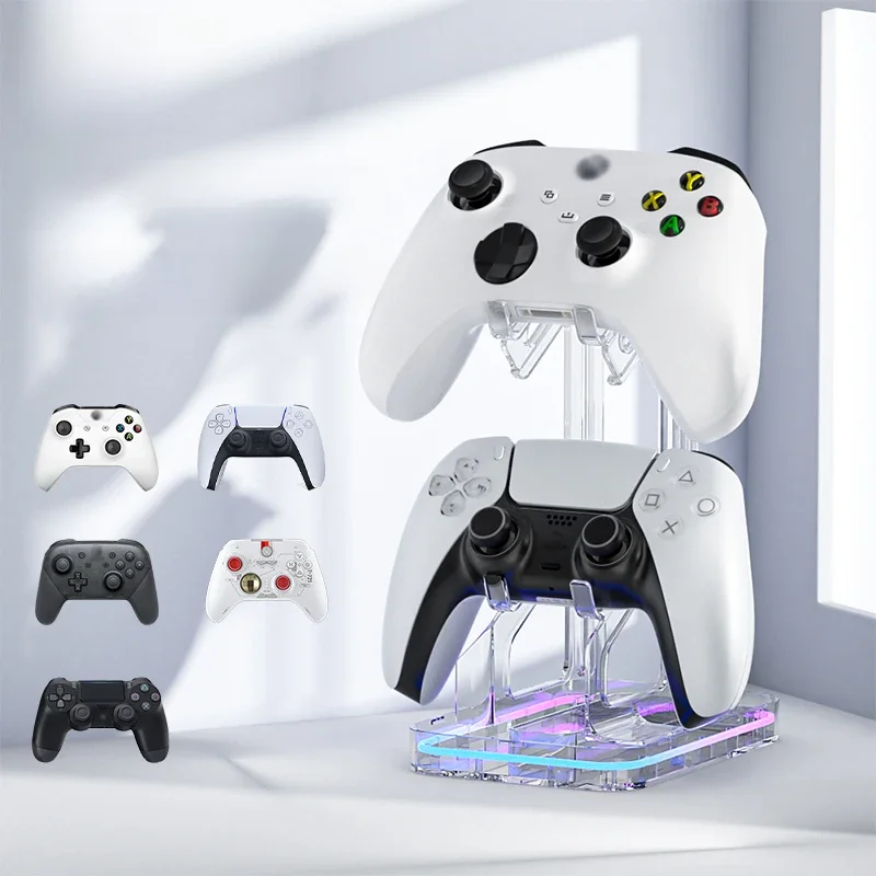 Support de contrôleur de jeu double rvb, support de poignée de manette de jeu en acrylique, affichage pour Switch Pro/PS5/Xbox série X/PS4, support de Joystick