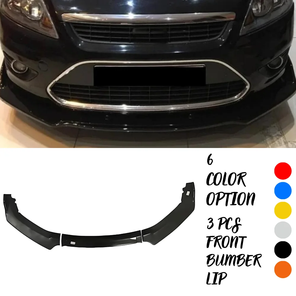 3 Pcs Front Bumper Lip For Ford Focus MK1-2-3-3-3.5 Body Kit Car Accessories Spoiler Splitter Diffuser Flap Bumper Exterior Parts