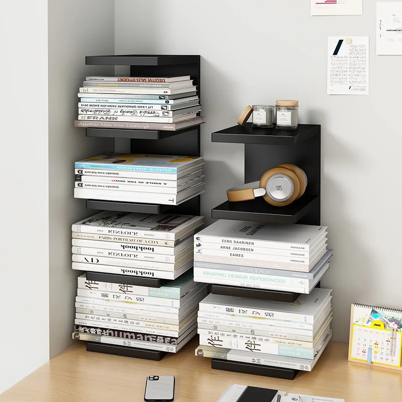 Iron 3 Tier Bookshelf Desktop Rack Desk Book Layered Storage Rack Desk Invisible Vertical Simple Bookcase For Office Desktop