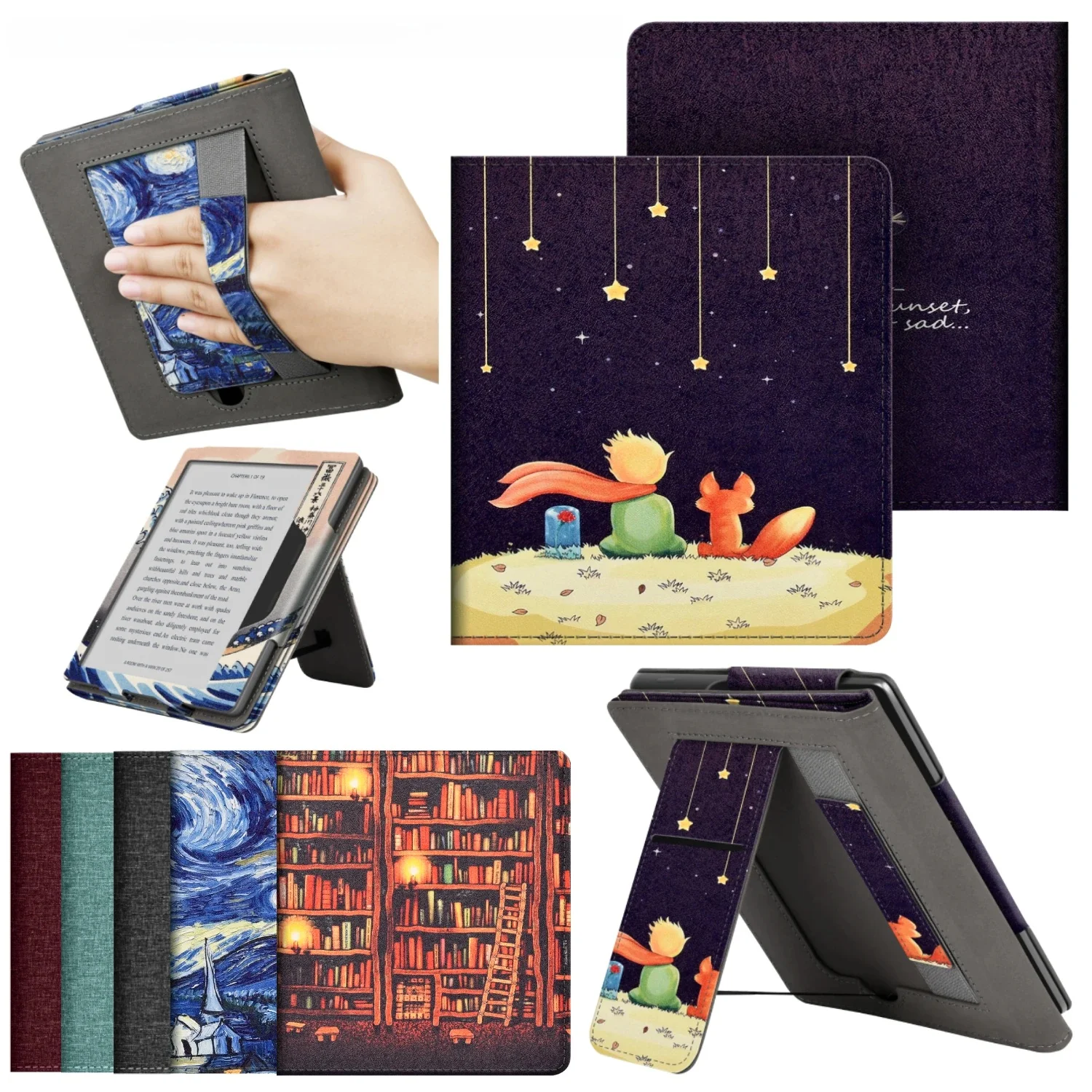 Dla Kindle Oasis 10. 9. generacji Etui 7 cali z paskiem na rękę Stojak na kartę Gniazdo PU Skórzany pokrowiec S8IN4O CW24WI Ebook 7 '' Funda — zdjęcie produktu 7