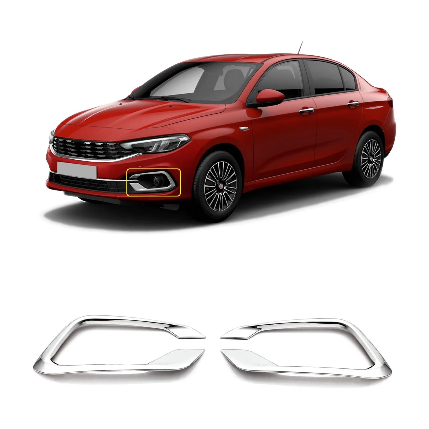 For Fiat Egea Dodge Neon  Chrome Fog Light Frame Stainless Steel 2 Pcs Exterior Car Accessories Parts Auto Products Stickers