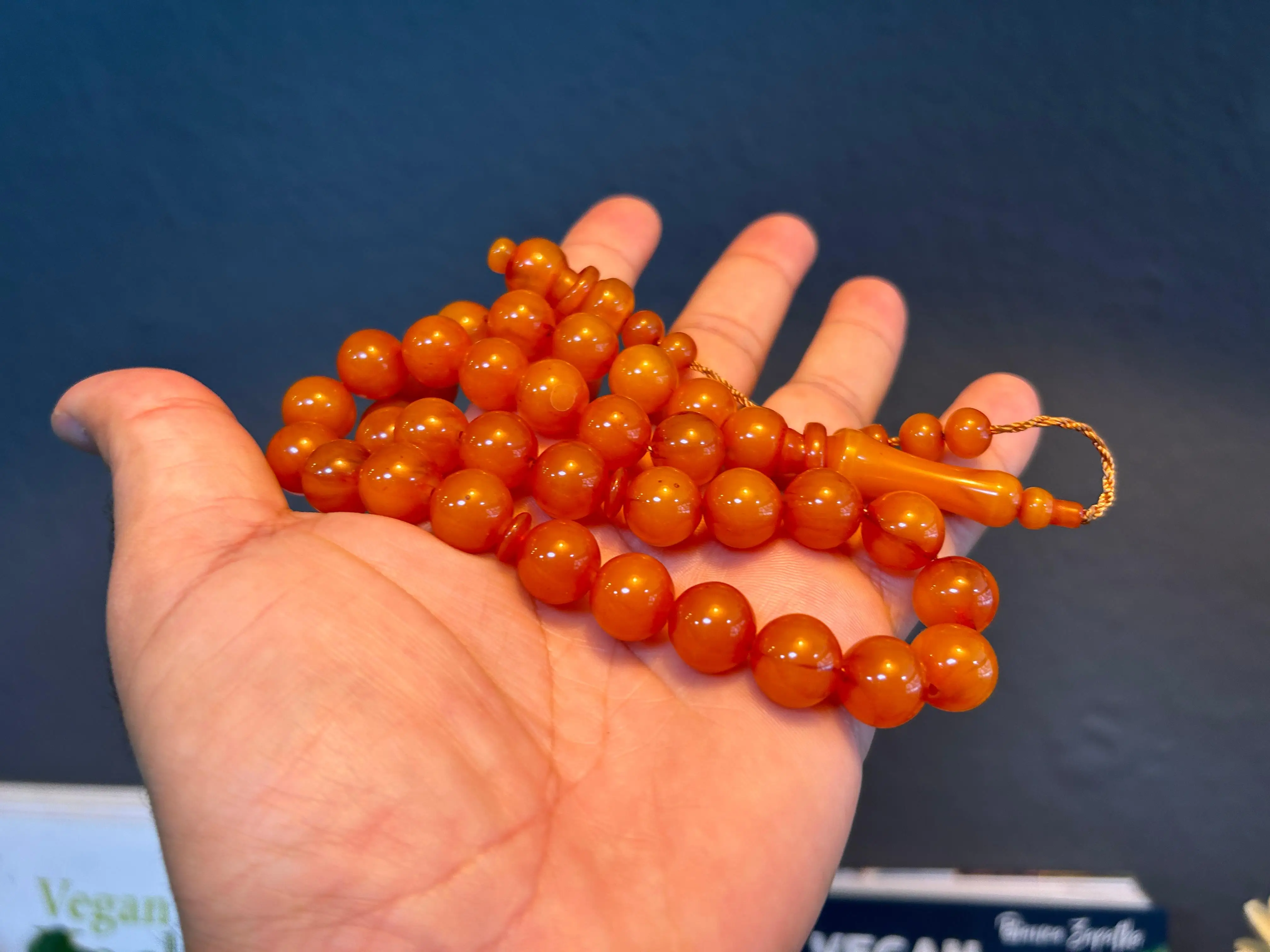 Orange Bakelite Rosary Ottoman Rare Faturan German Amber Sandalous Misbaha Prayerbeads Tasbih Tesbih İslam T63