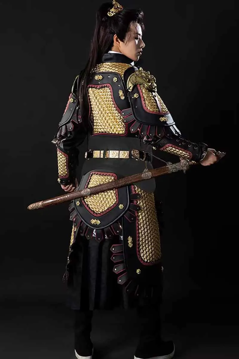 Chinesische Generäle Soldat Rüstung Outfit Unisex Cosplay Kostüm Imitation Metall PVC Rüstung