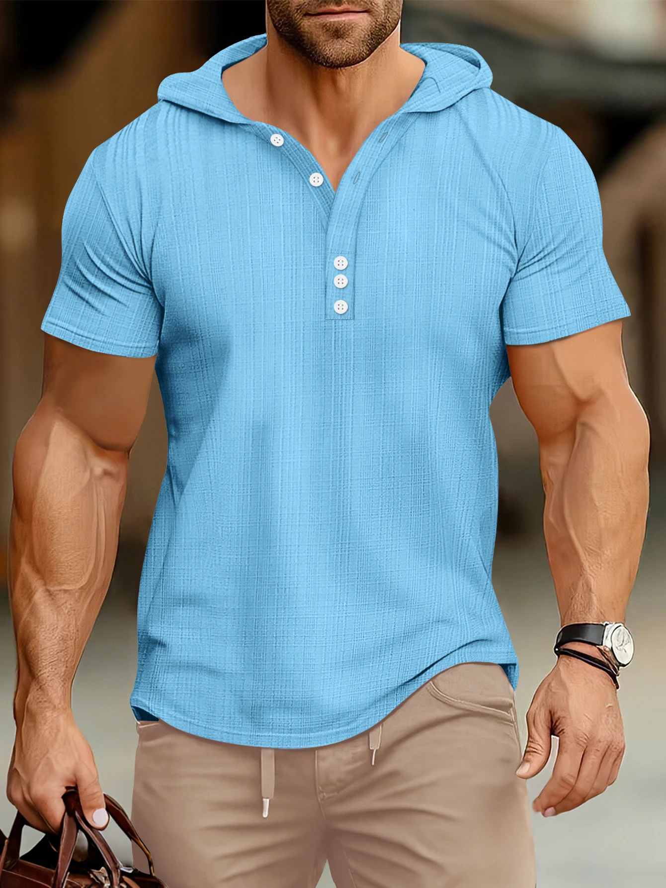 

2025 европейская и американская летняя мужская толстовка с короткими рукавами, свободная повседневная толстовка с короткими рукавами и капюшоном