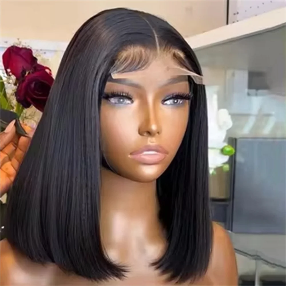 4x4 Lace Front Human Hair Wig Short Bob Human Hair Wigs for Women Pre Plucked with Baby Hair Straight Bob 13x4 Lace Frontal Wig 200% Density