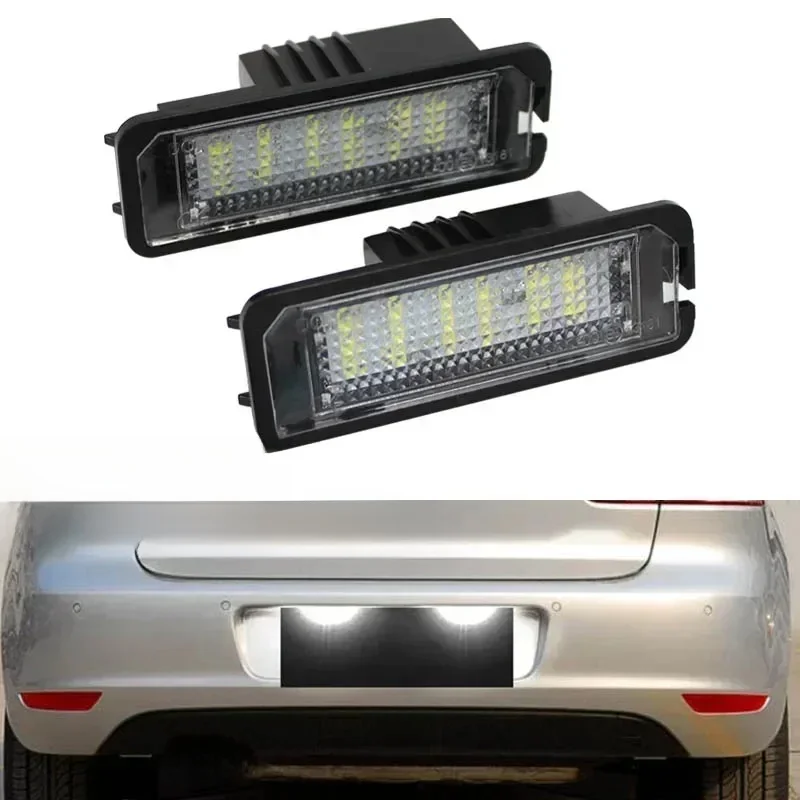 12V Oświetlenie tablicy rejestracyjnej LED Akcesoria samochodowe do VW Golf 4 5 6 7 MK4 MK7 Passat CC Scirocco Skoda Seat Leon Ibiza — Zdjęcie 2 z 2
