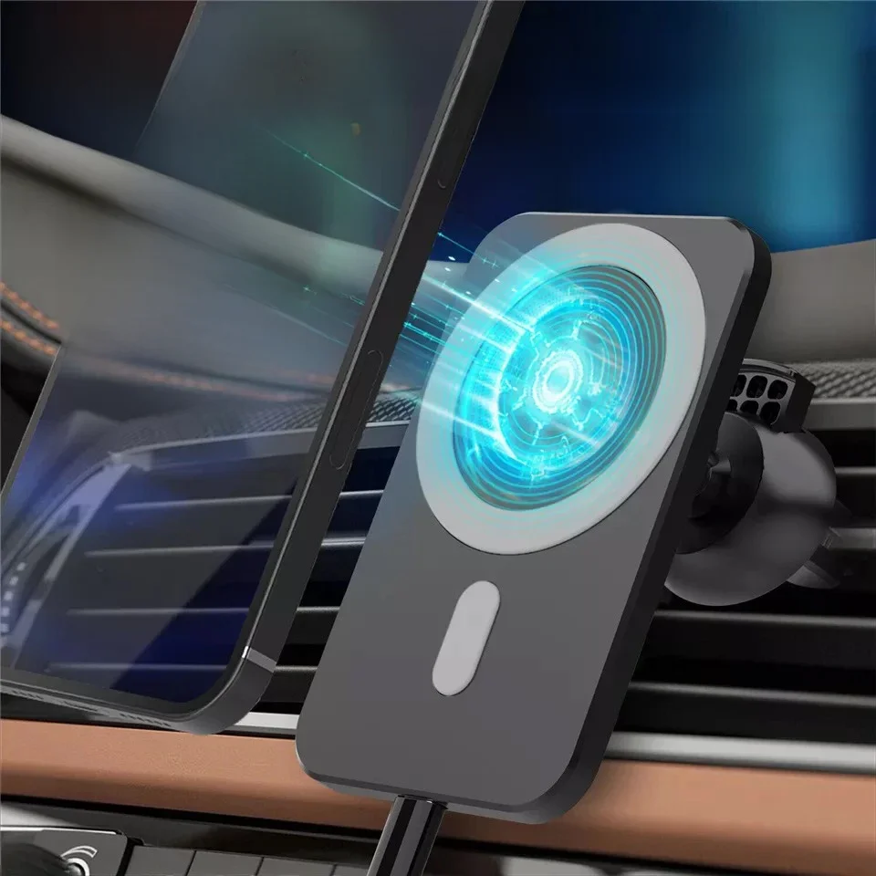 Chargeur de voiture sans fil rapide pour iPhone, support de téléphone magnétique Qi, support de montage pour iPhone 13, 12 Pro Max, Mini 11, Samsung, réglable à 360 °, 30W