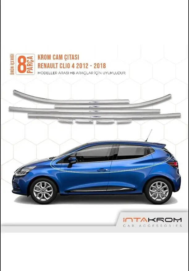 For Renault Clio 4 Chrome Window Streamer 8 Pcs. 2012 -2020 / Hb - Stylish New Hot City Racer Rocker