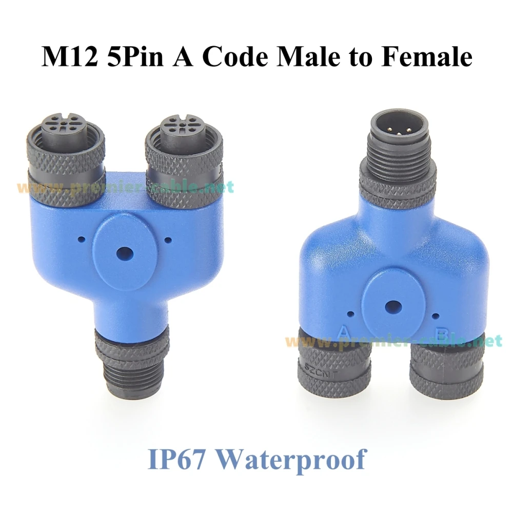 NMEA 2000 Multiport M12 Y Splitter Adapter IP67 N2K 3 Way M12 5Pin Male to Female Connector for CAN BUS CANOpen Garmin Lowrance