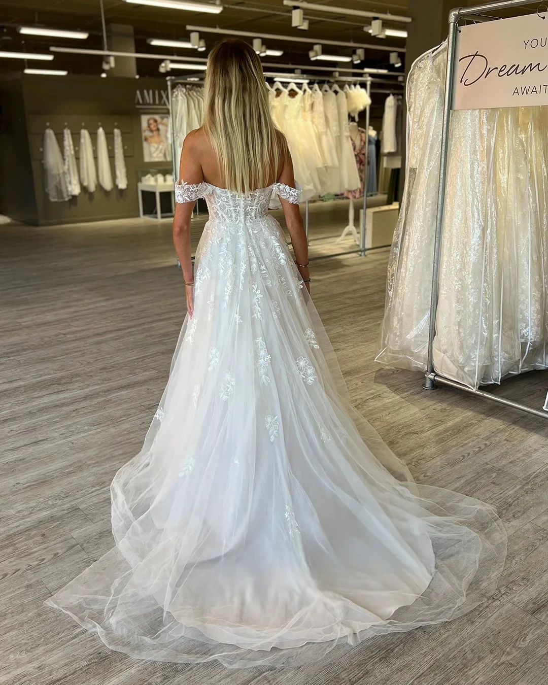 Vestidos de novia personalizados con hombros descubiertos, escote en forma de corazón, Apliques de encaje, corte en A, vestido de novia, vestio para mujer