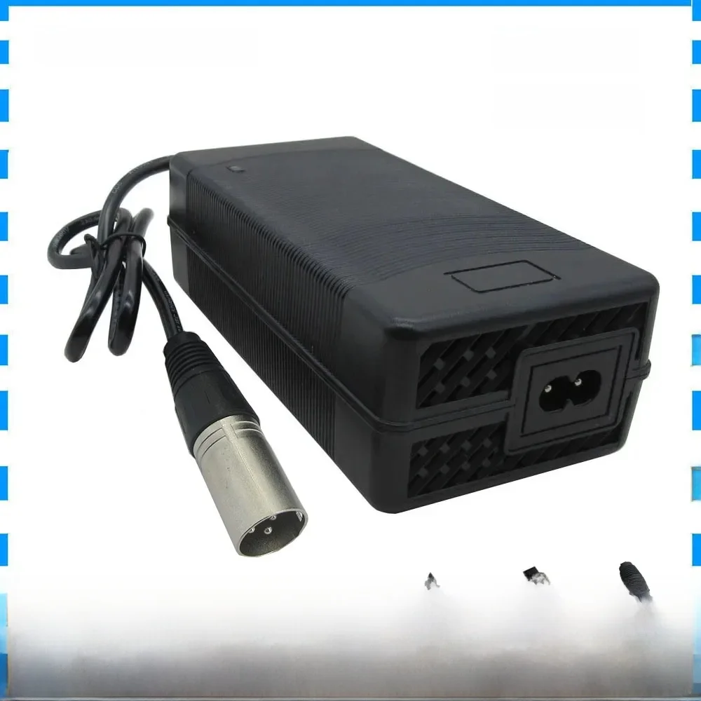 48V 4A Li-Ion-Ladegerät 54,6V 4A XLR für 13S 48-Volt-Lithium-Batterie-Ladegerät mit Lüfter XT60 DC GX16 Anschluss
