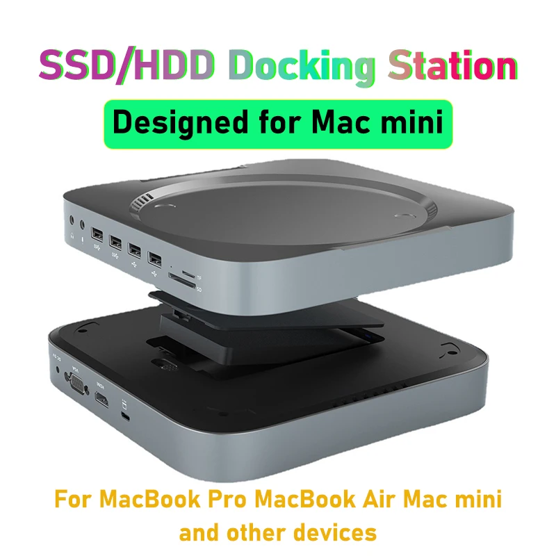 Imagem -02 - Hub Ssd Usb c Dock hd Vga Disco Rígido Docking Station com Caixa Hdd Acessórios para Laptop para Apple Mac Mini Macbook Pro Air 12 em