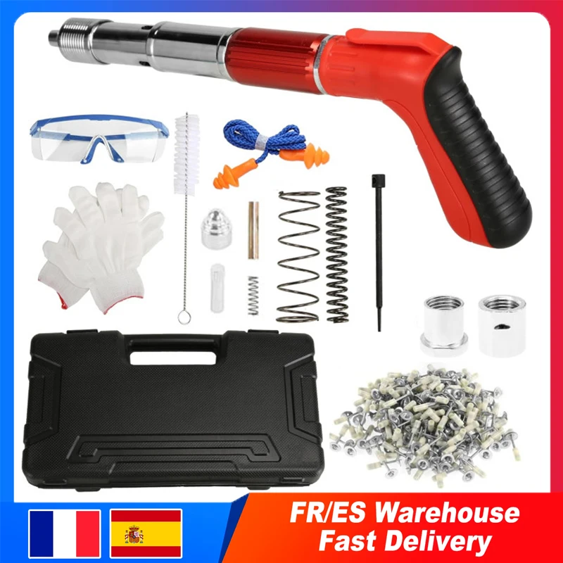 Pistola de clavos manual de acero de 5 velocidades, remachadora para paredes de hormigón, techos, anclajes de pared, dispositivo para ranurar alambres, herramientas de remachado para fijación en paredes.