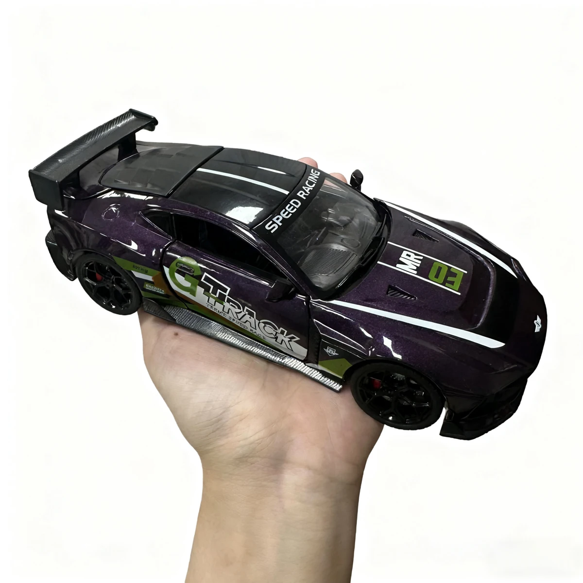 New Alloy Die-Cast Sports Car Model Gtr Printed Boy's Toy Pull-Back with Opening Doors, Collectible Ornament for Car Enthusiasts, Creative Birthday and Holiday Gift