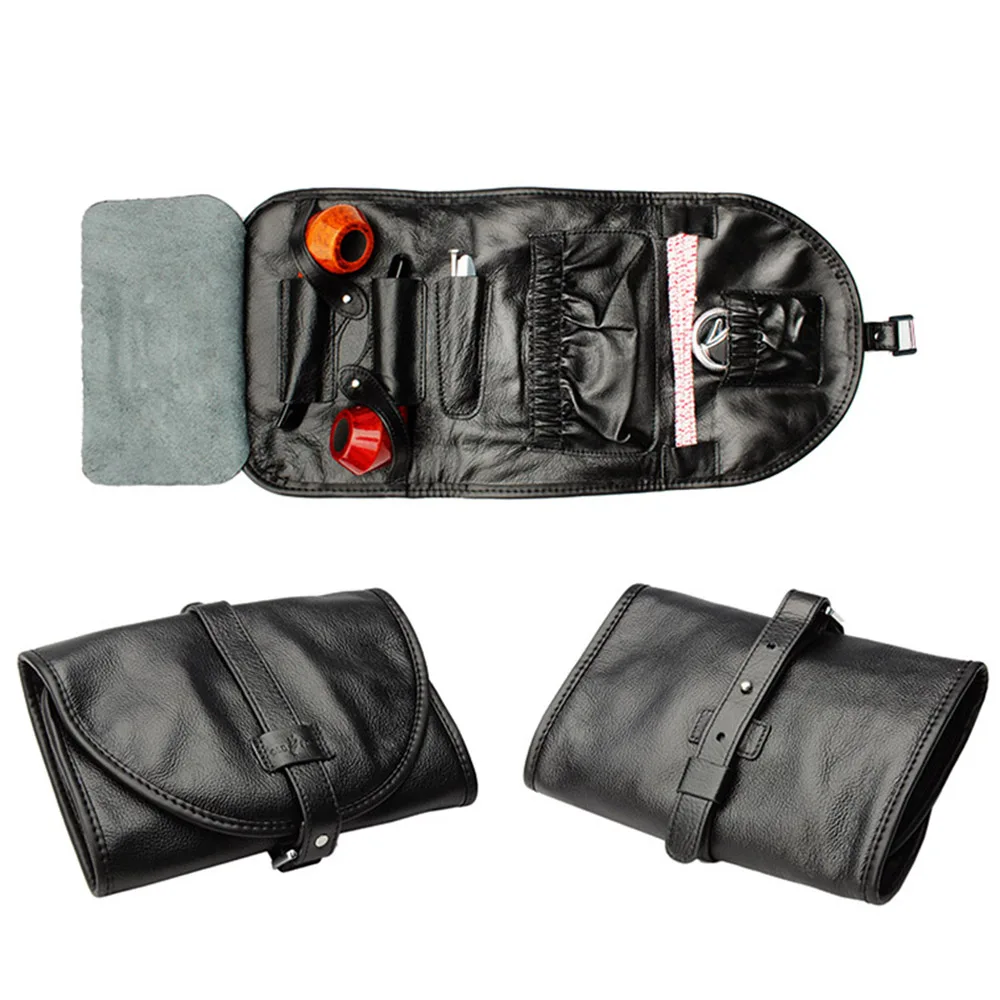 

MUXIANG Tobacco Smoking Pipe Bag Genuine Leather Pipe Bag with Buckle Smell Proof Portable Herb Smoking Pipe Pouch Case