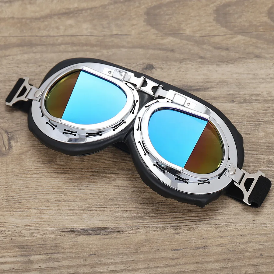 Gafas de motocicleta Retro para hombre, gafas clásicas de Moto Vintage, gafas de piloto Steampunk a prueba de viento y polvo, gafas para deportes al