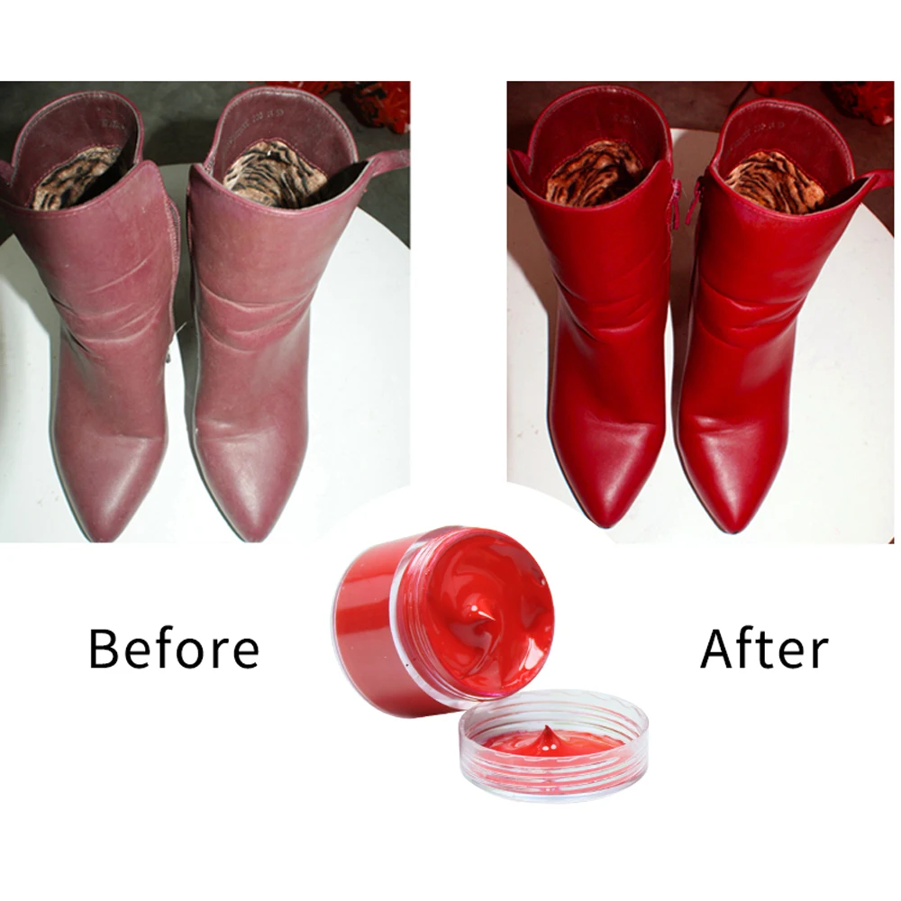 30ml Red Leather Coloring Paint Shoe Cream for Bag Sofa Car Seat Scratch Leather Dye Repair Restoration Color Change Paint