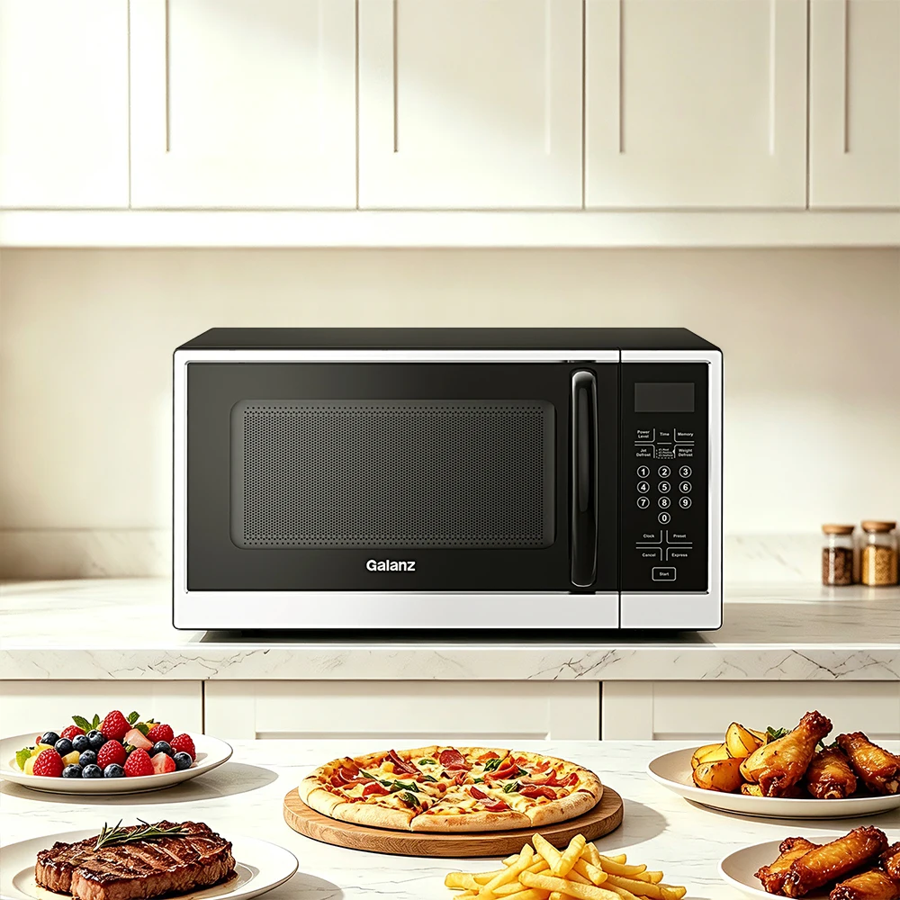 Horno microondas Galanz J9, 20 litros, 900 W, 6 niveles de potencia, control mecánico giratorio, función de descongelación, horno microondas compacto para la cocina, la oficina, el apartamento y la residencia estudiantil.