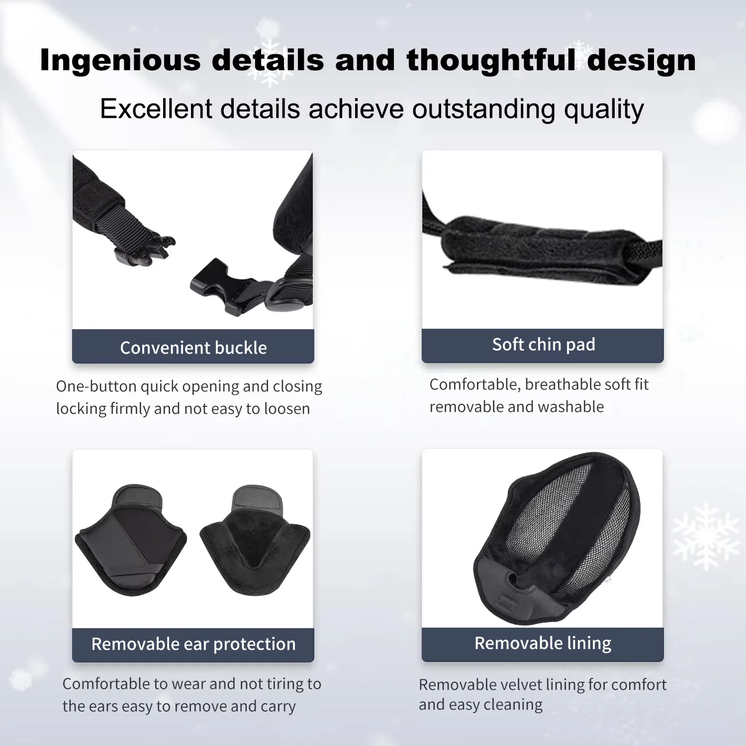 SEEKER Ski Helmet Adult Outdoor Skating Snow Helmet Removable Ear Protection Knob Adjustable Anti-Collision Protective Gear