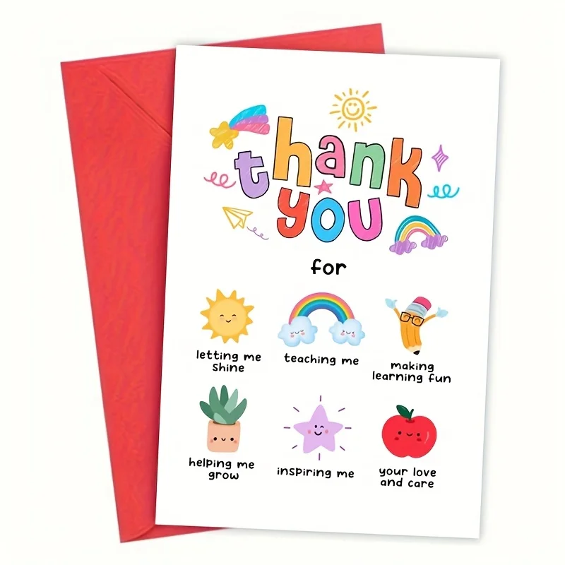 Carte pour exprimer la gratitude envers un professeur, carte de remerciement pour les animateurs de crèche, merci pour votre aide