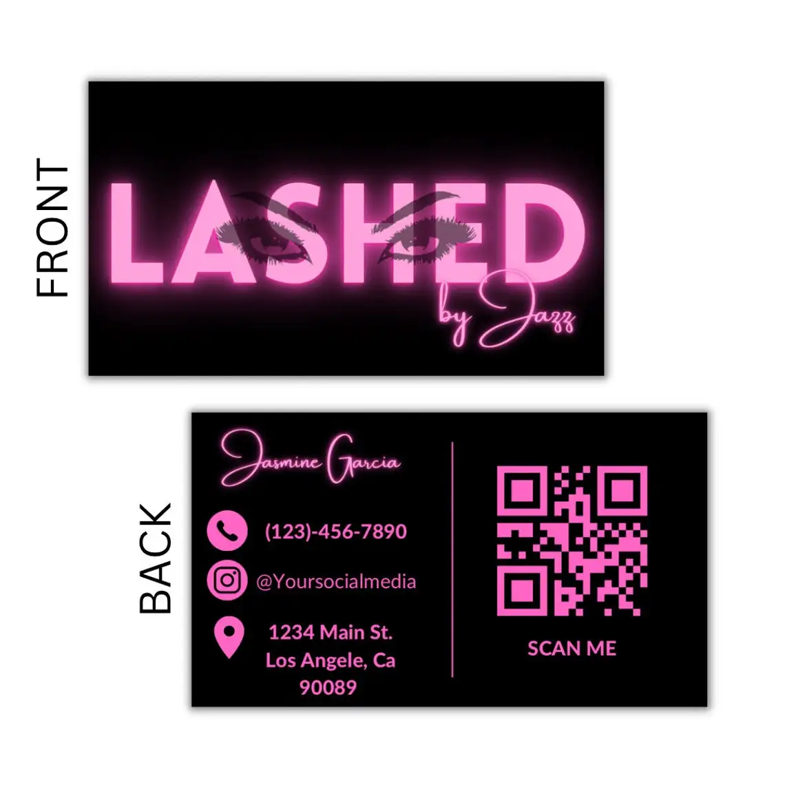 Custom Pink Business Loyalty Card Template for Hair Stylist Lash Tech Nail Tech Beauty Loyalty Cards Salon Rewards Punch Cards
