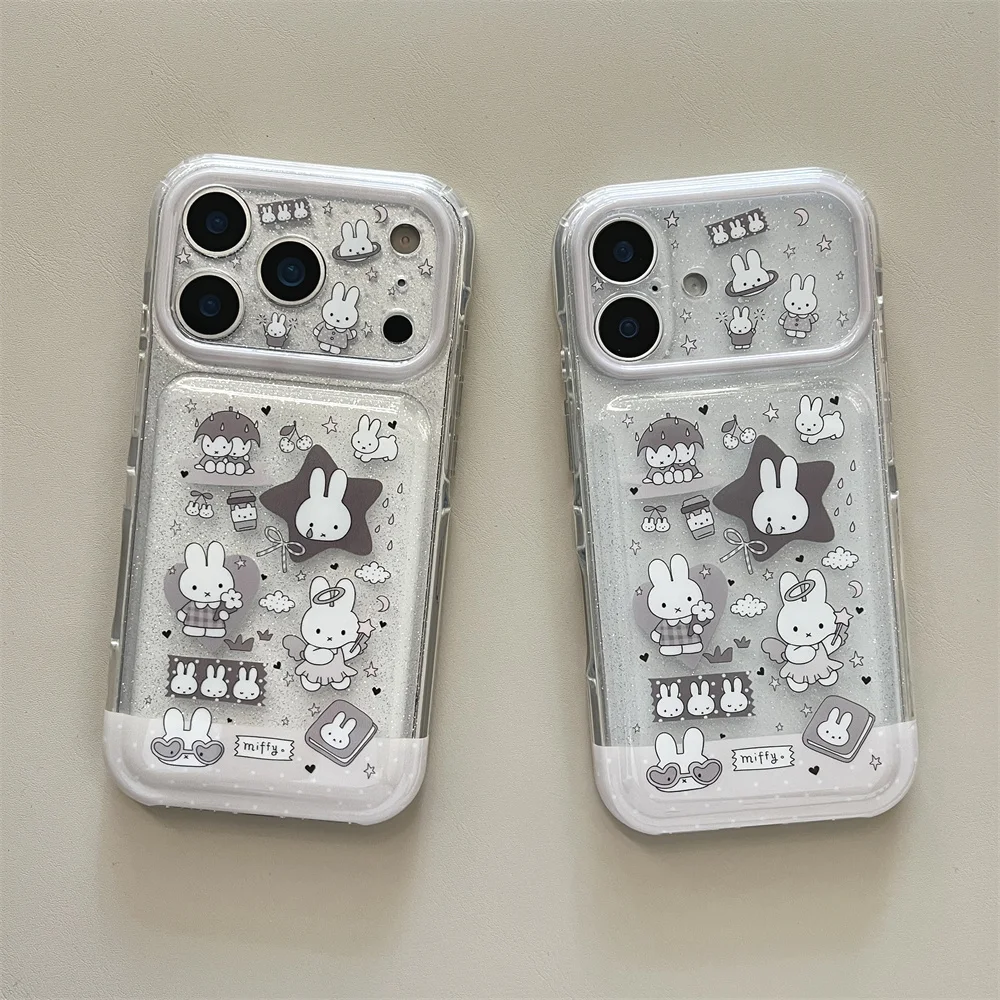 Modne, urocze etui na telefon z brokatem i króliczkiem Miffy do iPhone 17 16 15 17 Pro 16 Pro 15 Pro Max z łańcuszkiem, kawaii, odporne na wstrząsy. — zdjęcie produktu 6