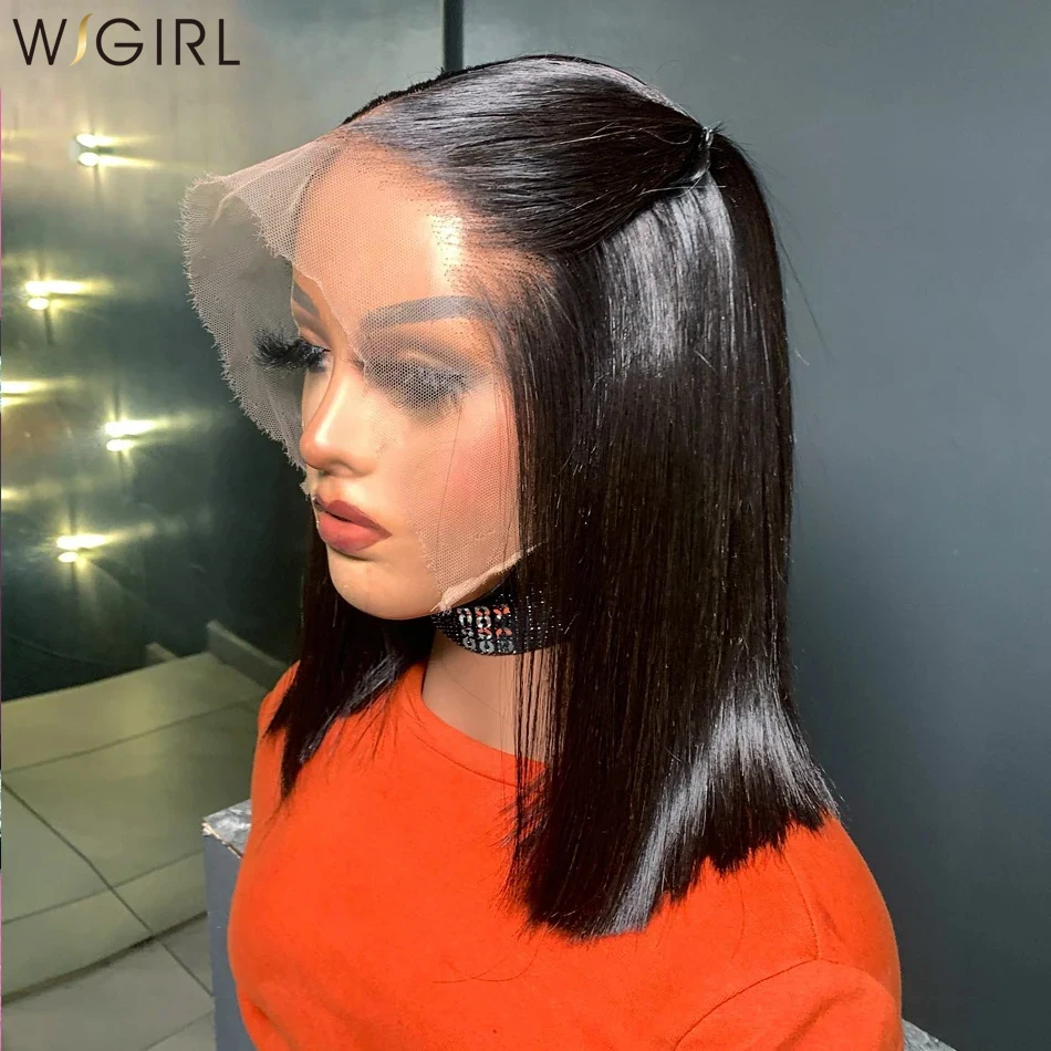 Wigirl Bone Straight Short Bob 13x6 Lace Front Wig 13x4 Frontal Human Hair Wigs 5x5 Bob Glueless Wig Ready To Wear For Women