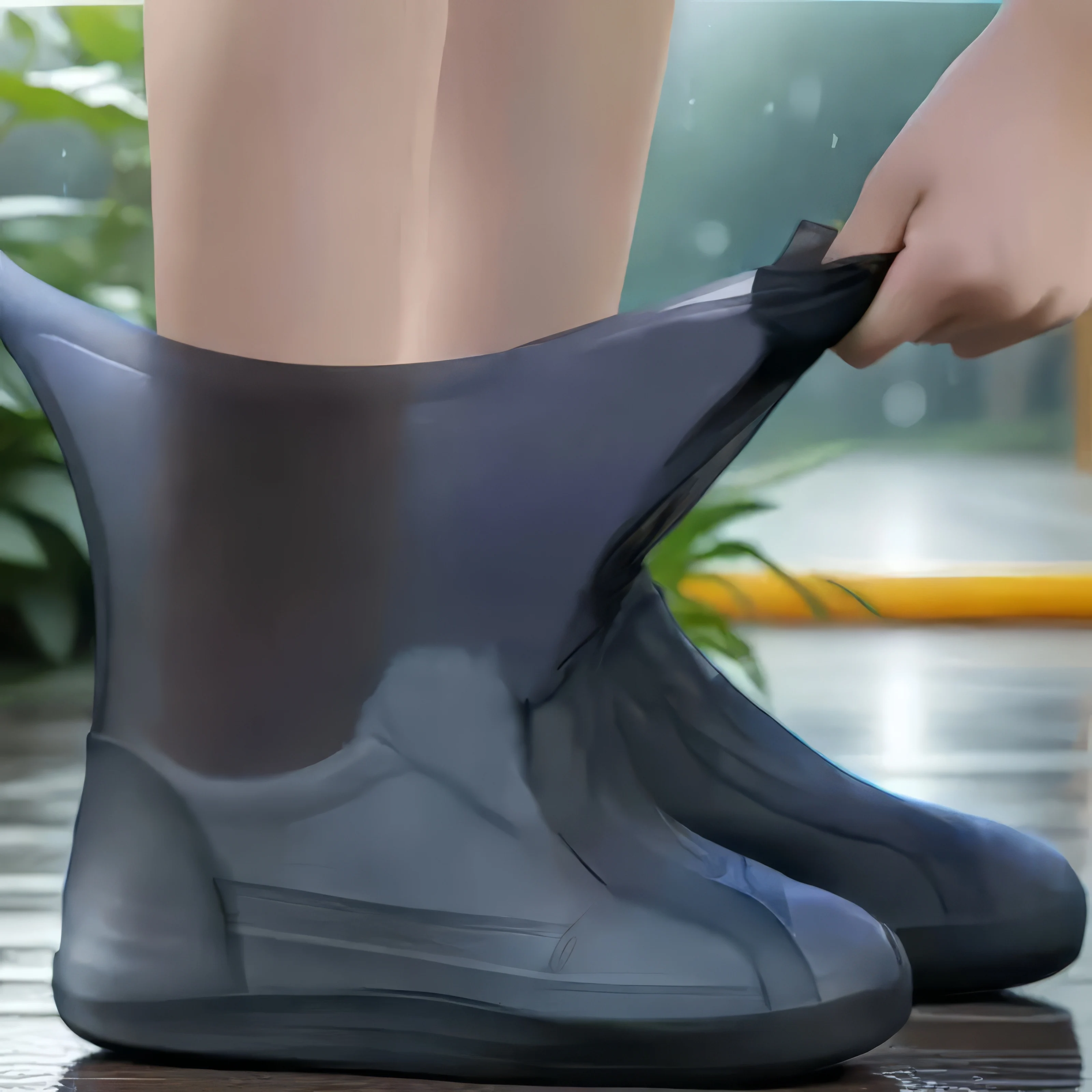 1 Latex Rain Boots Waterproof Shoe Cover Black, Waterproof Rain Boots, Durable, Elastic, Easy To Clean, All Year Round