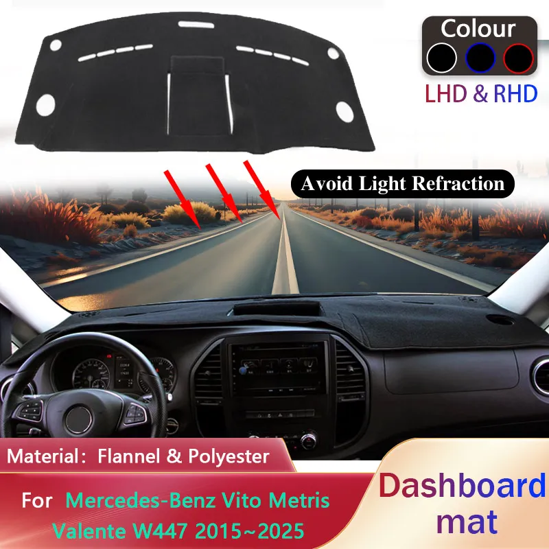 

Коврик для приборной панели автомобиля Mercedes-Benz Vito Metris Valente W447 2015 ~ 2025, 2016 2017 2018 2019 2020 2021 2022 2023 202коврик для подкладки, Солнцезащитный коврик, коврик, аксессуары для приборной панели