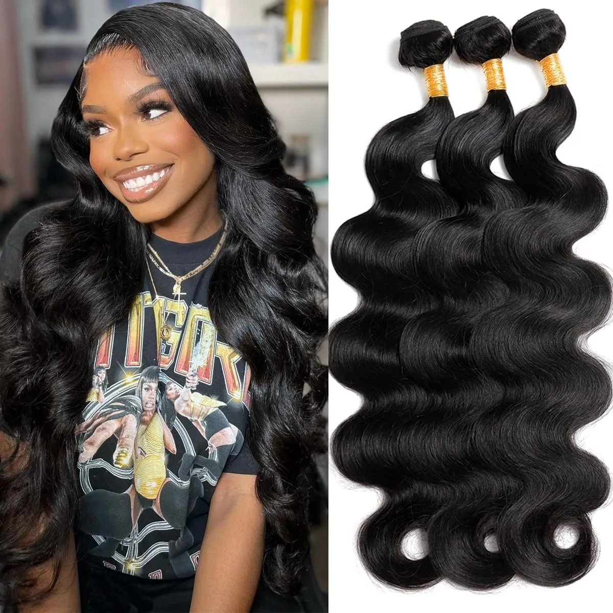 

100% Unprocessed Brazilian Virgin Hair 12A Human Hair Bundles Body Wave 8-32Inch 1/3 PCS Bundles Extension Double Weft For Women