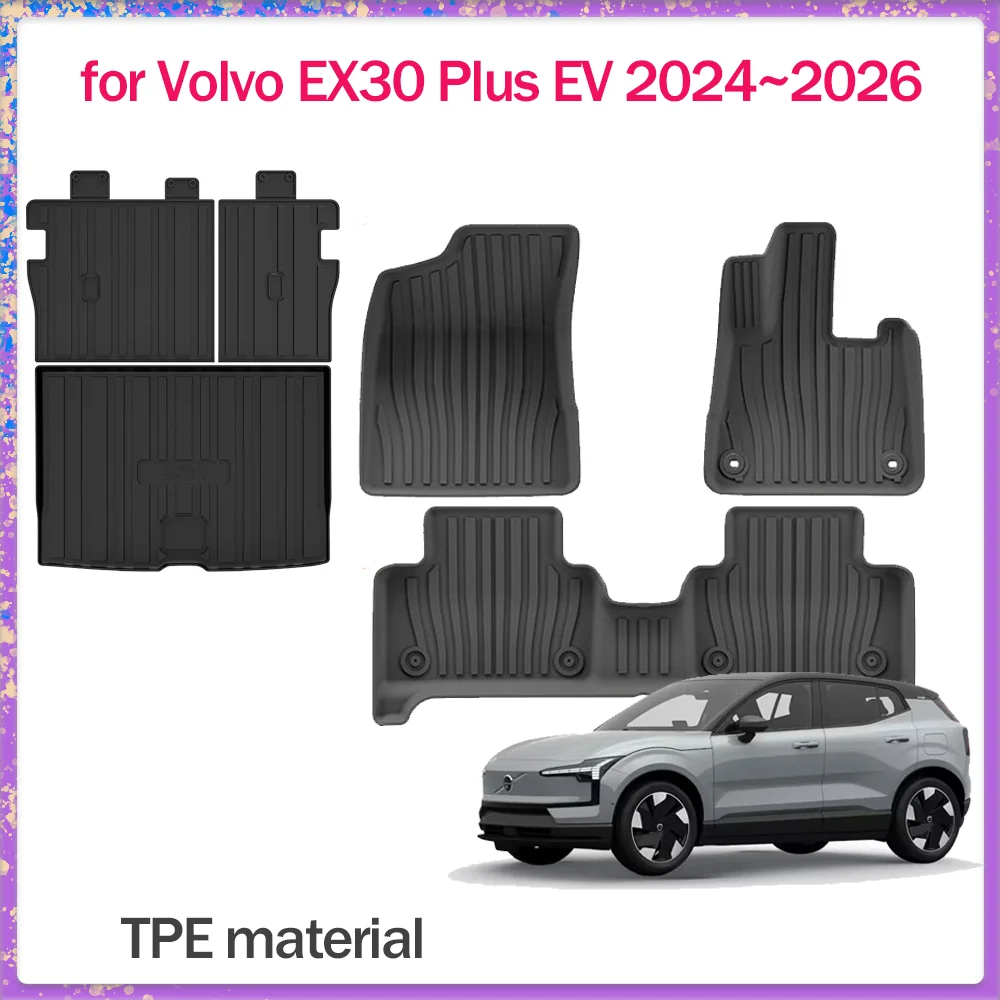 

Car Floor Mat for Volvo EX30 Plus EV 2024~2026 2025 TPE Foot Interior Liner Waterproof Trunk Pad Carpet Custom Rug Accessories