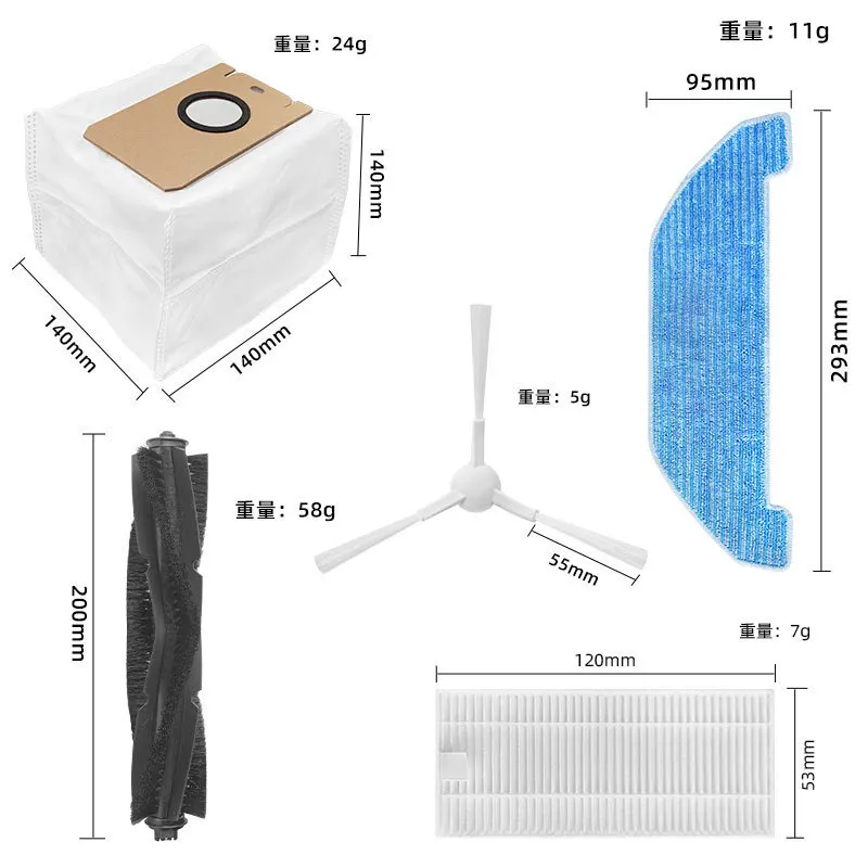 Compatibile Per Neabot NoMo Q11 RS0030W / NeaKasa NoMo N3 Parti di ricambio Accessori Spazzola laterale principale Filtro Hepa Mop Sacchetto per la