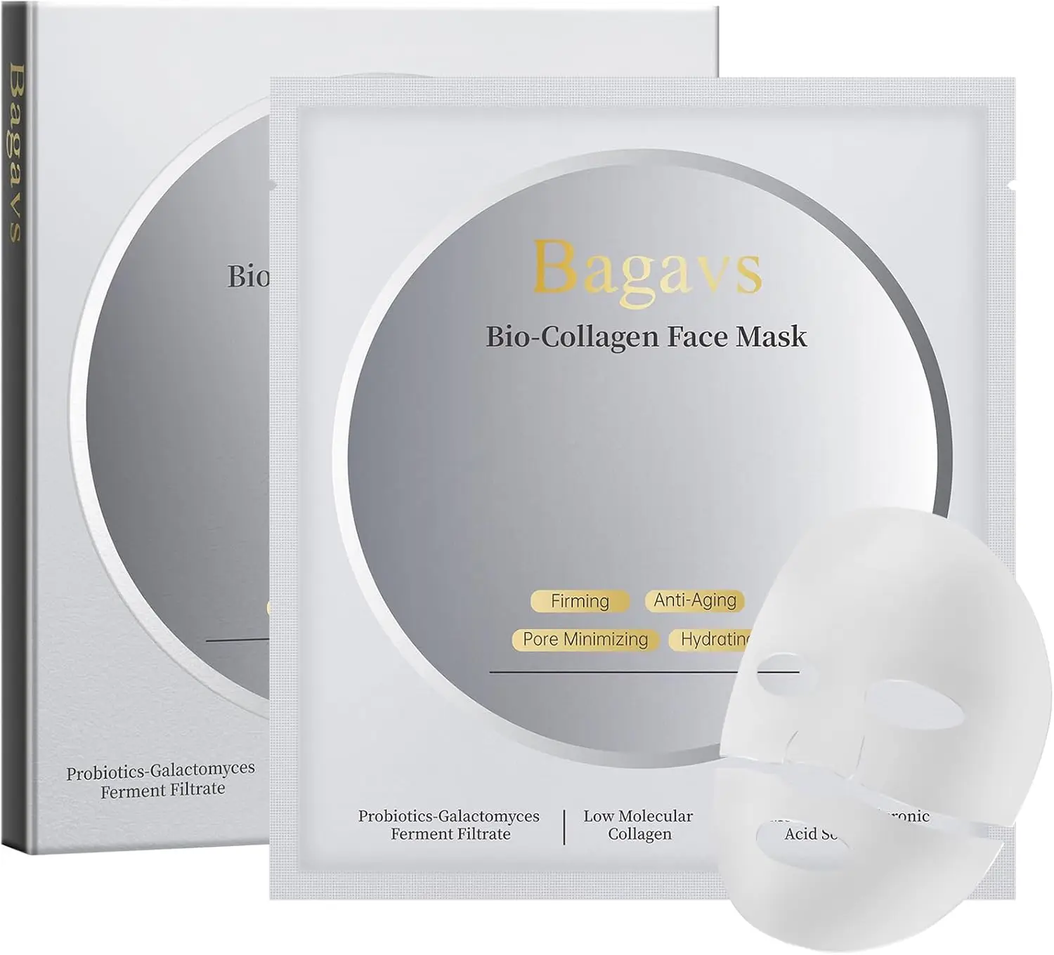 2026 Bio-collagen Mascarilla Facial de Colageno,Mascarillas Faciales rica en serum facial，Skincare，Hidratante Facial，Anti-arrugas Eficaz-Pack de 4
