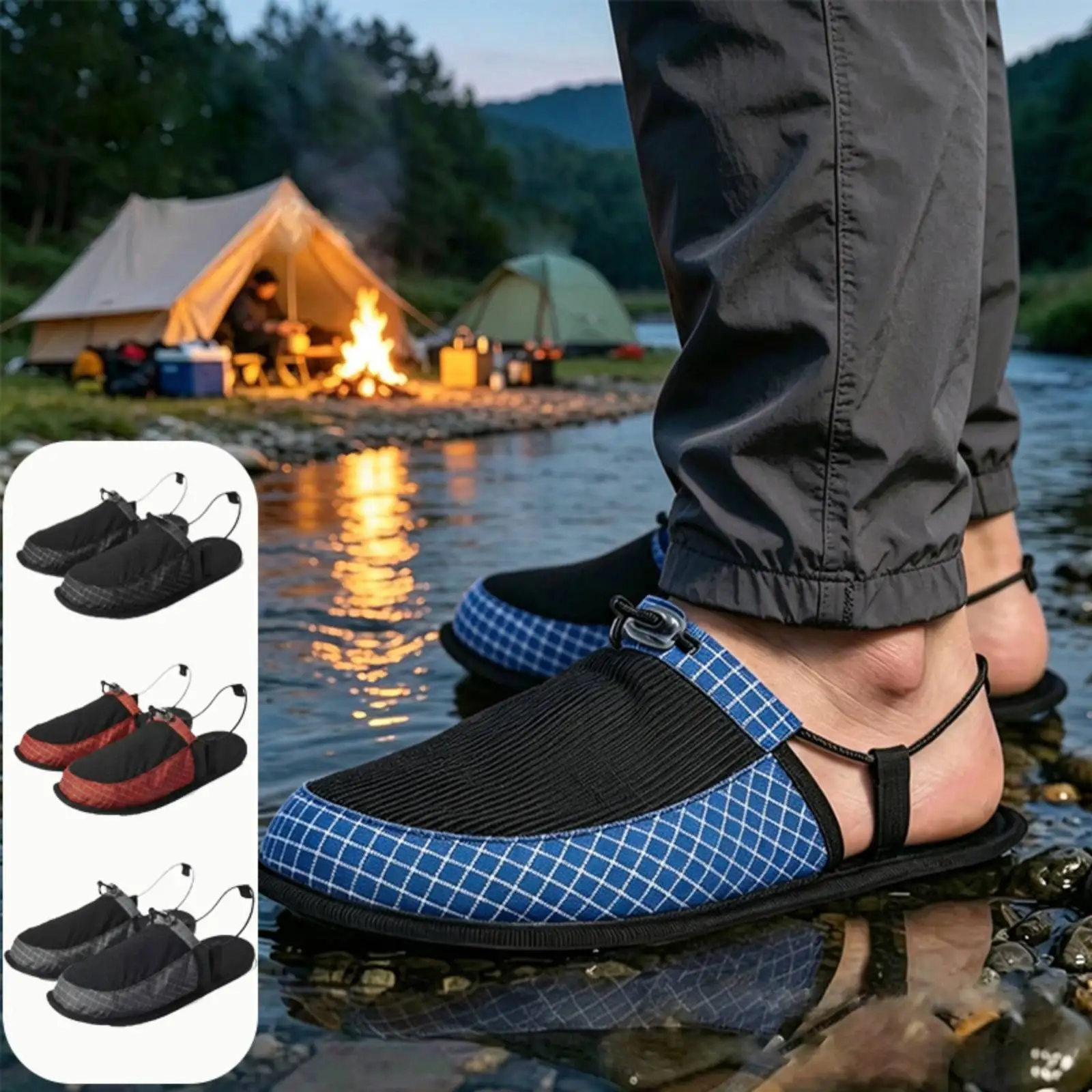 Outdoor Travel Sandals Foldable Non-Slip Quick Dry Water Slippers For Outdoor Camping Hiking Beach Camp Shoes Men Women