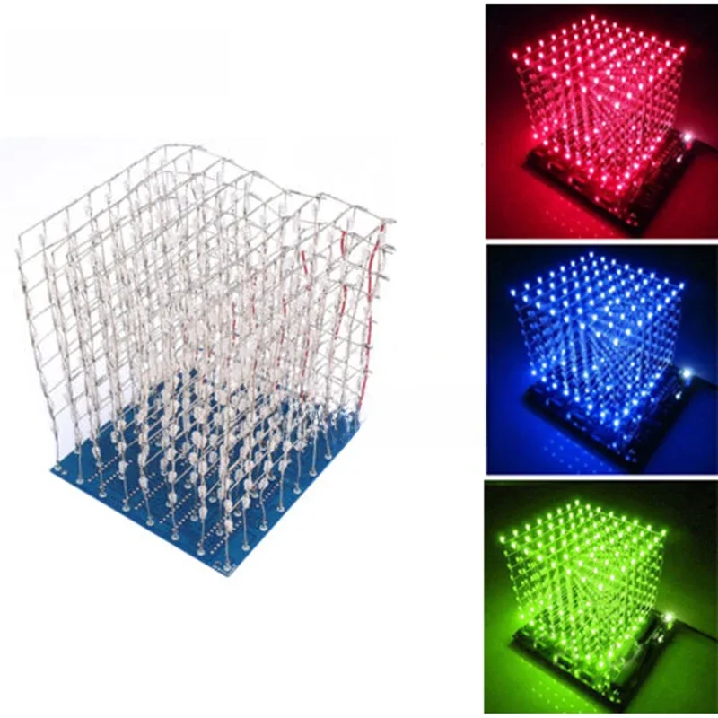 8x8x8 3D8 Niebieski/RED/GREEN/YELLOW LED Light Cube Kit 3D LED DIY Kit Electronic Suite dla Arduino Smart Electronics Led Cube Kit — zdjęcie 2