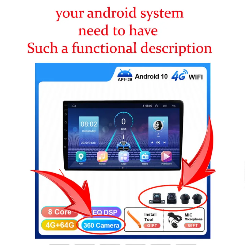 360-Grad-Kamera für Autos, 3D-WDR-Surround-View-System, 4-Kanal-DVR-Recorder, Auto-Überwachungssystem-Zubehör, Android-integriertes 360-Grad-System – Detail 3