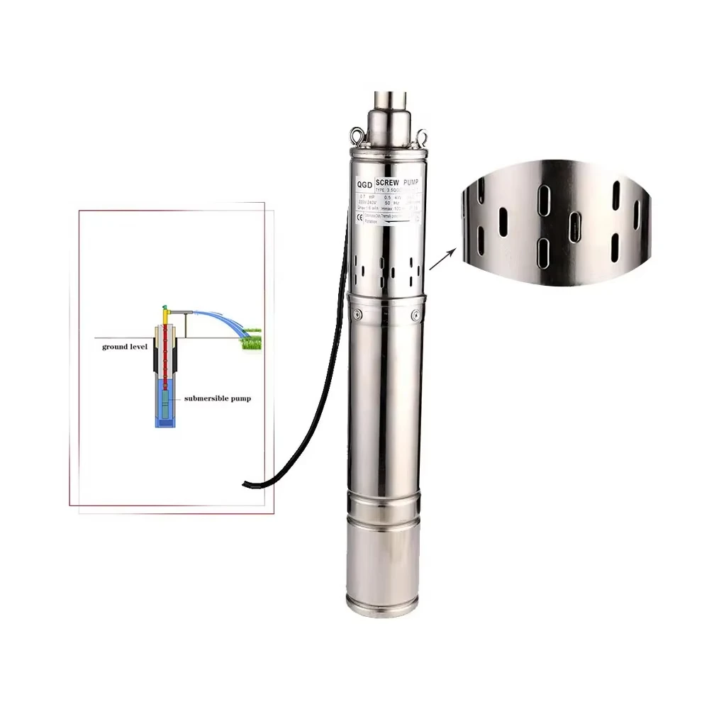 

2 Inch 220V Submersible Pump Well 50mm Submersible Deep Water Well Pump Stainless Steel 55m Deep Well Pump For Drink Water