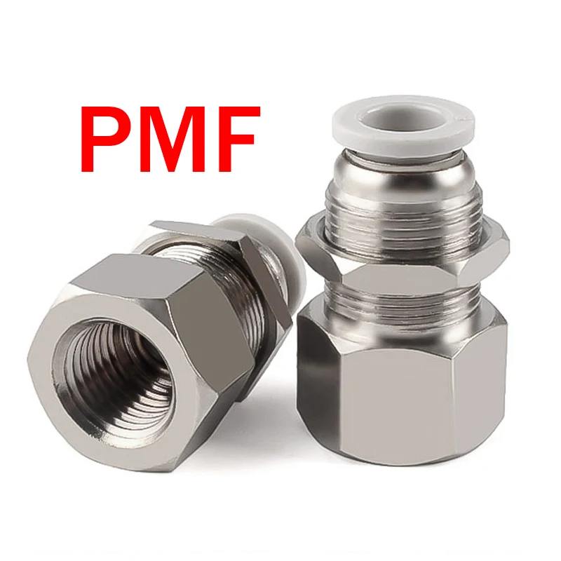 

Pneumatic Fittings PMF Internal Female Thread Diaphragm Straight Quick Copper Connector 4 6 8 10 12mm Max Through Plate 6-10mm