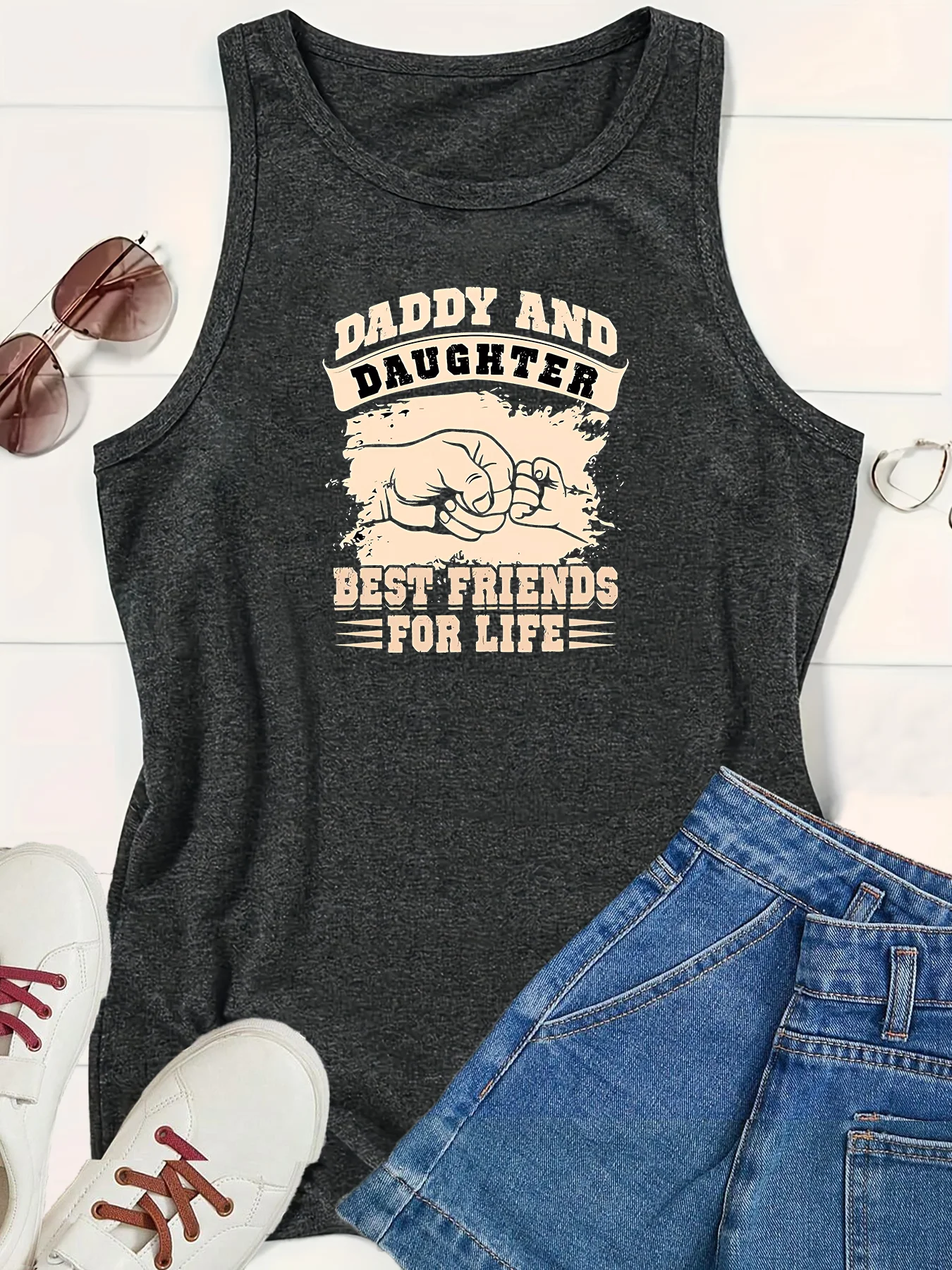 Dad And I Are Lifelong Best Friends Fashion Women's Safety Tank Top Loose O Neck Sleeveless Casual Tank Top Women's Clothing