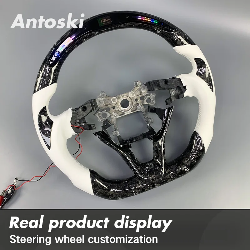 عجلة قيادة من ألياف الكربون مزورة من جلد الغزال مخصصة لسيارة Honda Accord الجيل العاشر 2018-2023 مجهزة بمصابيح LED #3