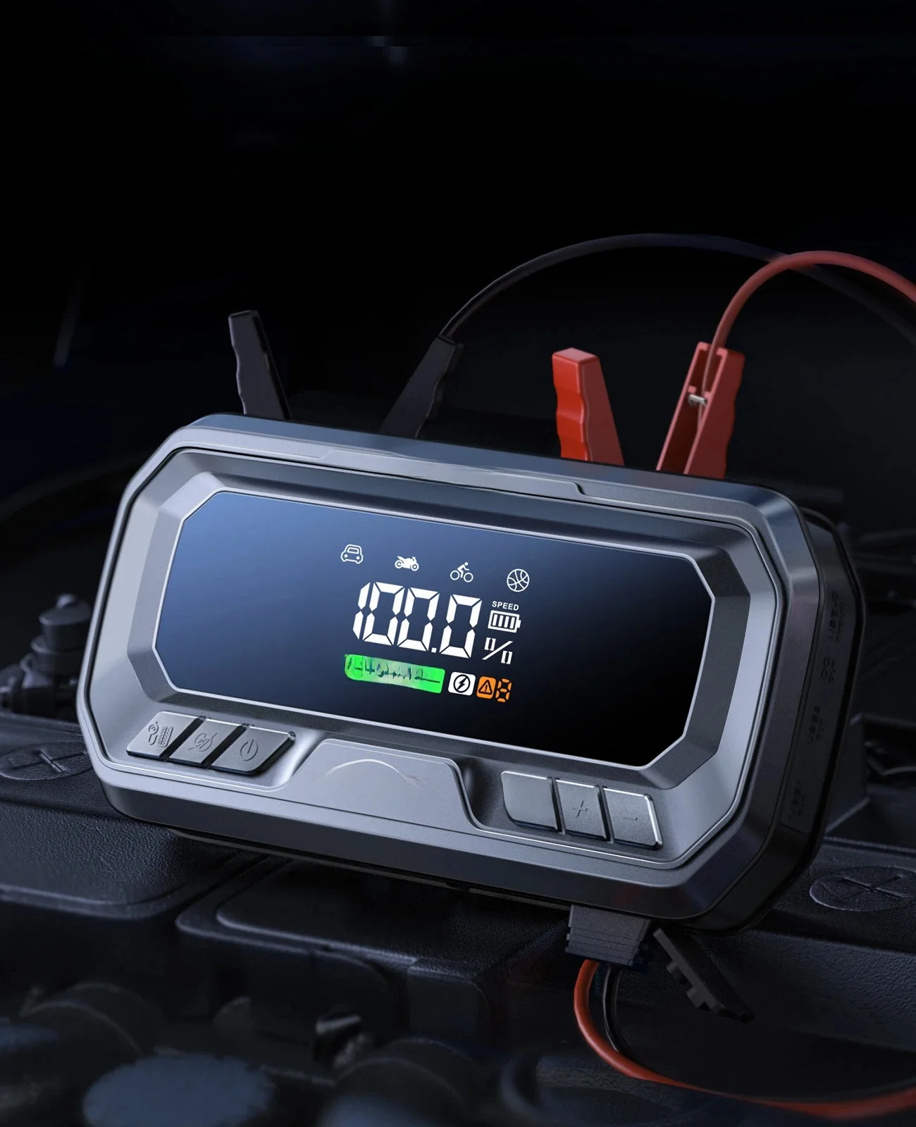 Yaber 4 w 1 6000A Jump Starter PD65W Power Bank 160PSI Sprężarka powietrza Pompa do opon Przenośna ładowarka Wzmacniacz samochodowy Urządzenie rozruchowe — 2