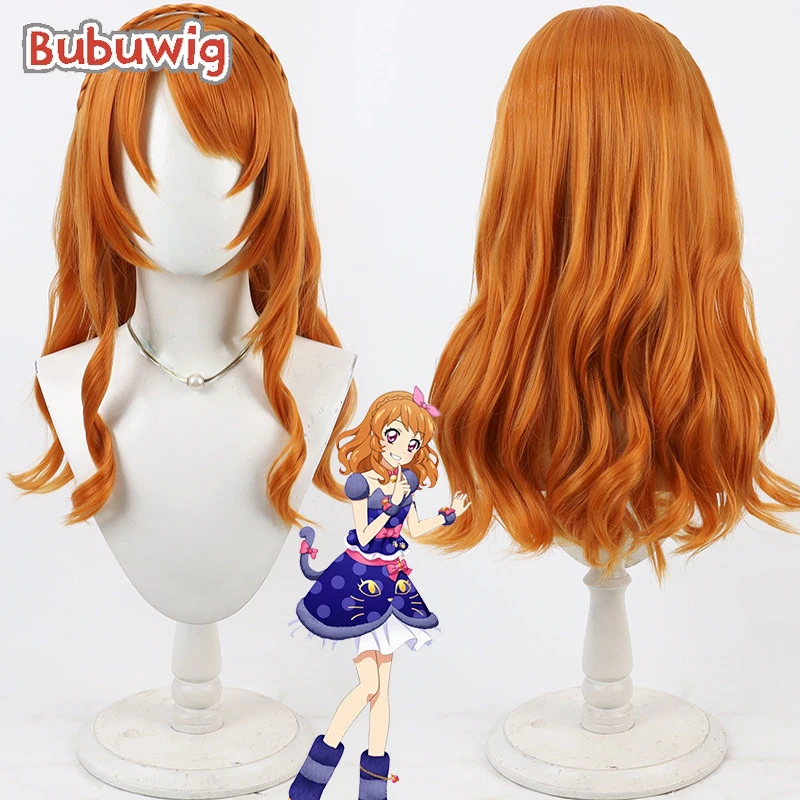 

Bubuwig Synthetic Hair Ozora Akari Cosplay Wigs Anime Aikatsu! Season 3 Ozora Akari HalloweenLong Wavy Orange Wig Heat Resistant