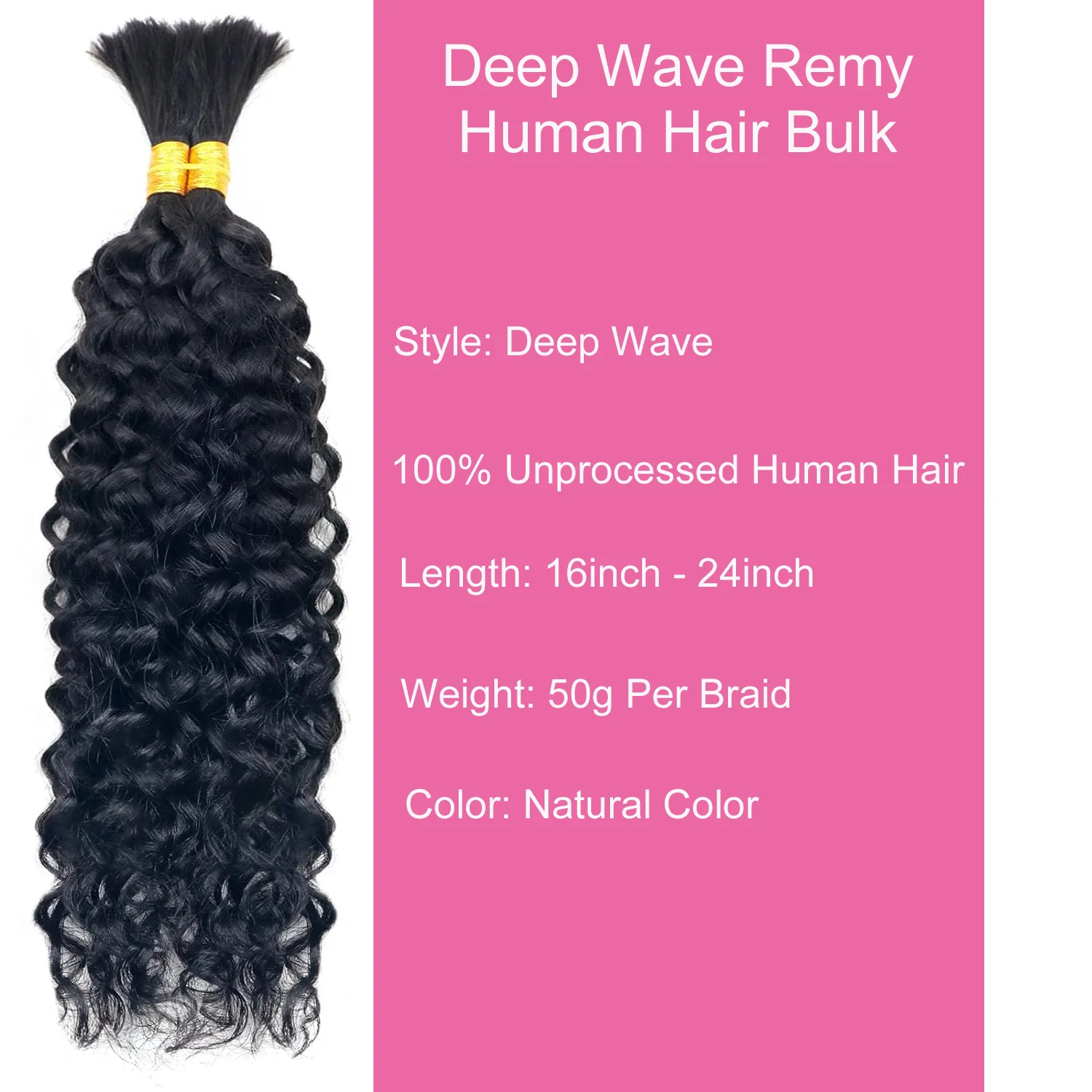 Bulk Human Hair No Weft For Braiding Curly Deep Wave Full Ends Extensions 50g/bundle Bulk Hair Bundles Wholesale For women