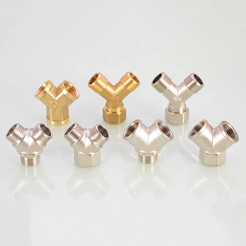 3 Cổng Kết Nối 1/2 "Nữ Nam Y Hình DN15 Bộ Chia Khối Mạ Niken Đồng Ống Khớp Nối bộ Chuyển Đổi Nước Gas