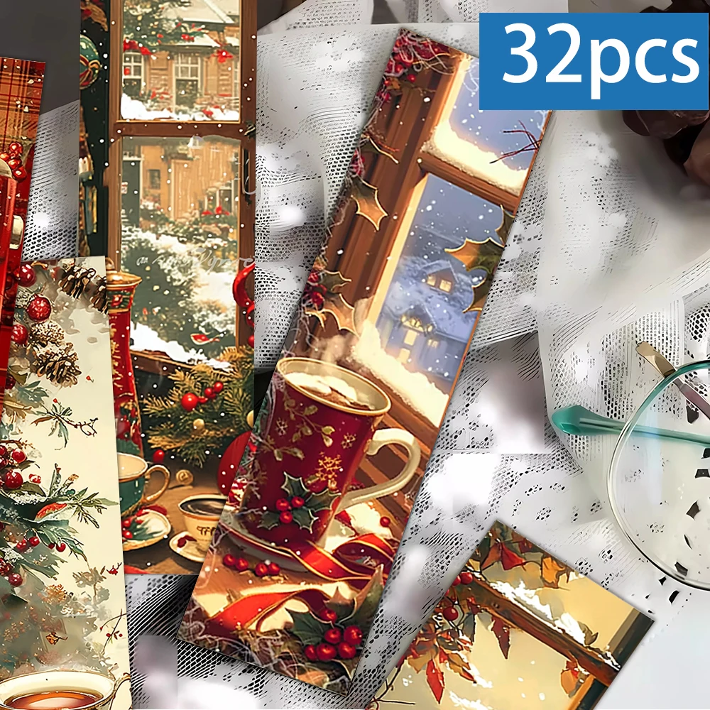 32pcs, red Christmas bookmark, back-to-school season, Christmas, Halloween, suitable for teachers, readers, and birthday gifts.