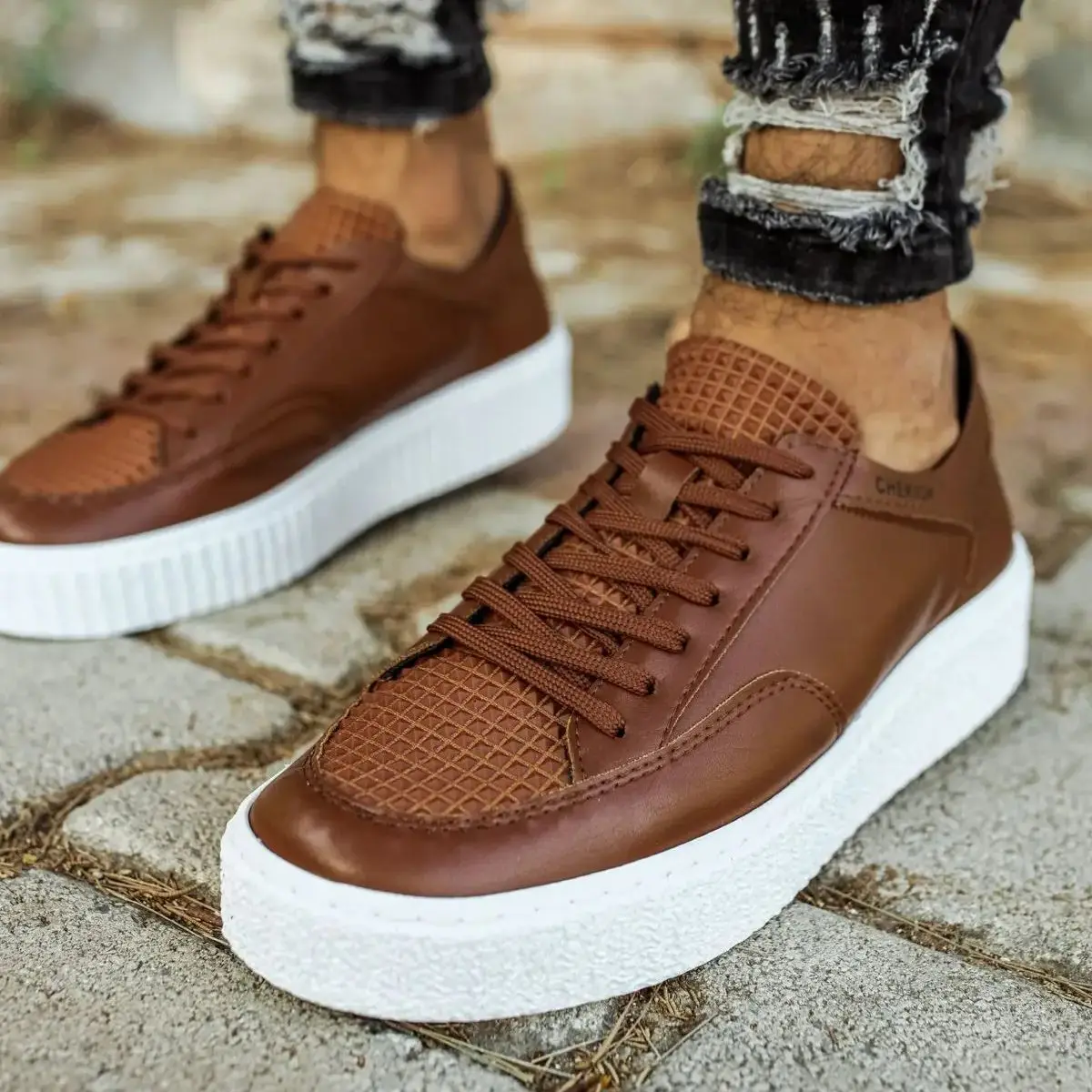 CHEKICH Original Brand Tan White FBT Pyramid Sneakers 2024 Fashion Men's Shoes High-soled Daily Sneakers Shoes CH017