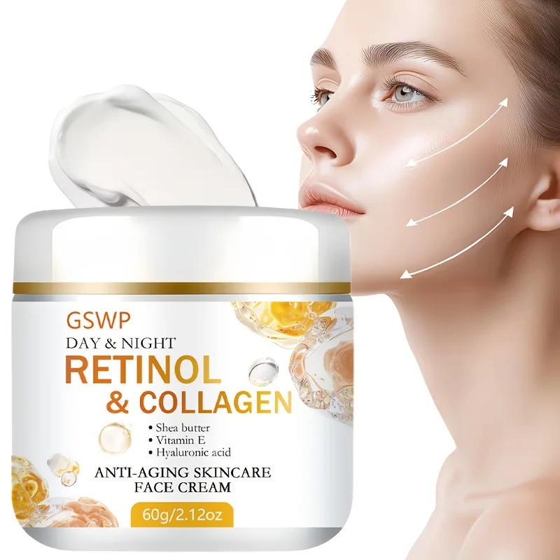 GSWP Crema Hidratante de Día y Noche con Retinol y Colágeno. Hidrata profundamente, levanta y reafirma la piel. Sin alcohol. 60g/120g