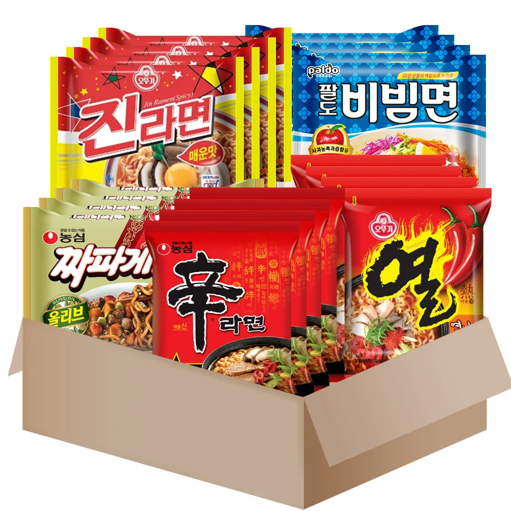 [AL0121]Ramen variety 20 of 5-types pack{shinramen x4+Chapagetti x4+jin ramen spicyx4+yeol ramen x4+paldo bibimmeon x4}