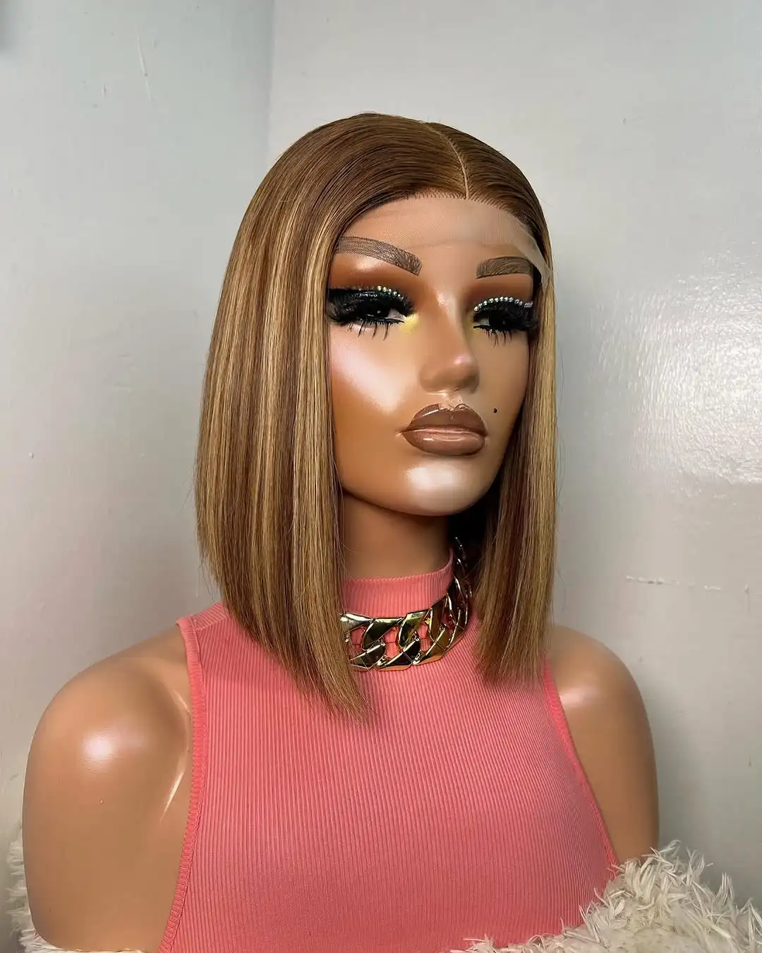 Highlight 6x4 Wear and go glueless straight short bob wig Remy Short Cut Bob Frontal Human Hair Wigs Women Pre Plucked Wigs