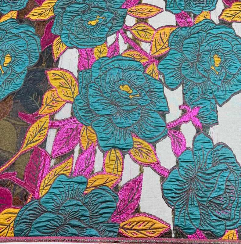 ジャカードブロケード生地高級アフリカ花刺繍ウェディングドレス - Embroidery Ai のレビューと価格